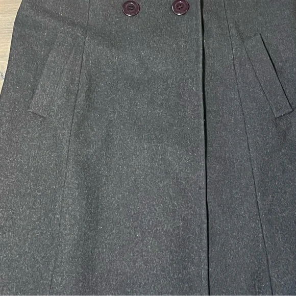 Donny Brook Womens Trench Coat Sz 14P Gray 100% Wool Lined Faux Fur Pocket - Picture 7 of 15